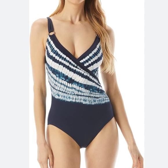 Michael Kors Other - Michael Kors tie dye Logo Ring One-Piece Swimsuit Navy blue Women's 8